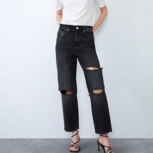 Zara Boyfriend Slim Ripped Jeans